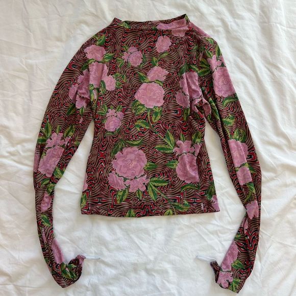 MAISIE WILEN FLORAL PRINT BODY SHOP TOP ROSE RED - Picture 2 of 7